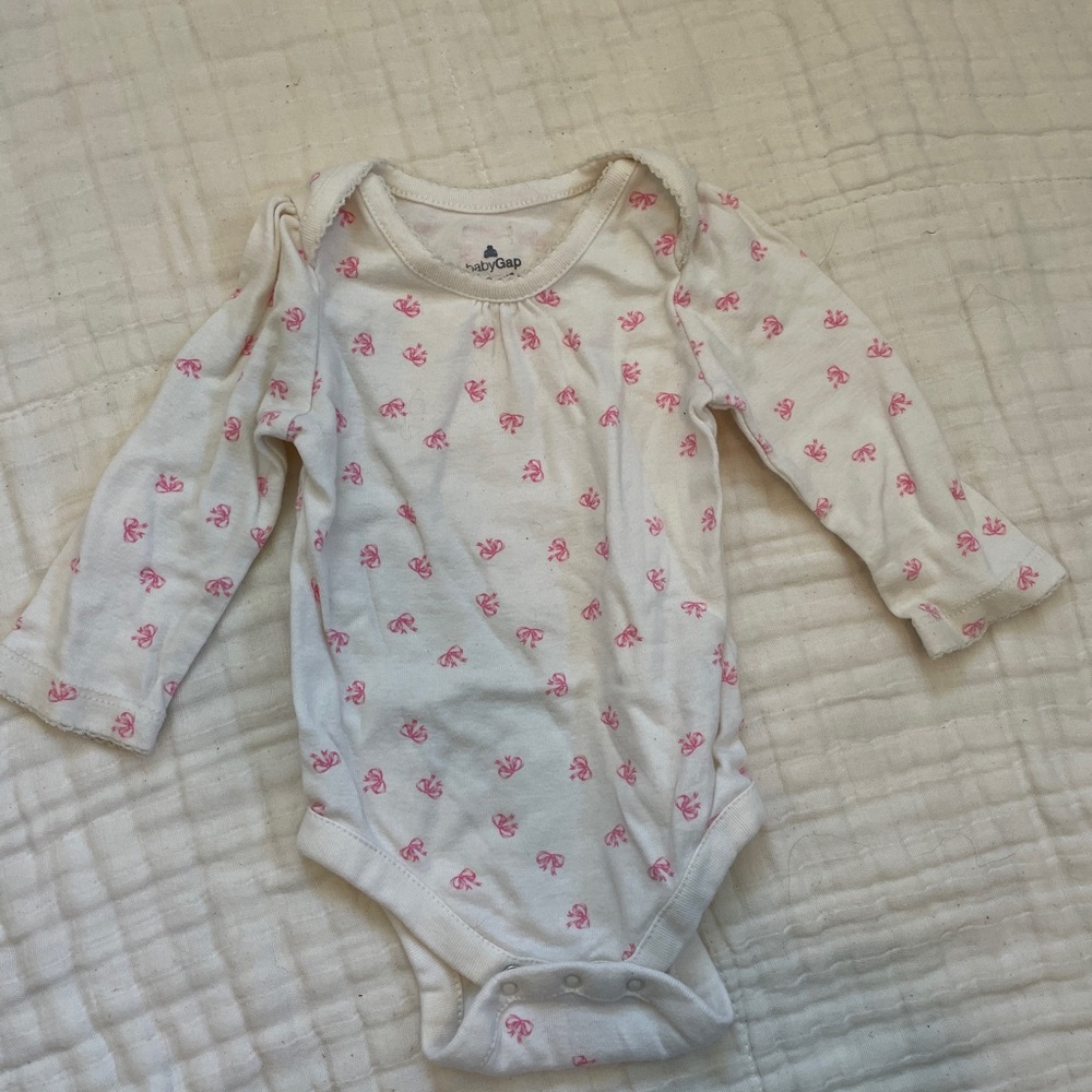 GAP Pink Bow Print Onesie